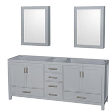 Load image into Gallery viewer, Wyndham Collection Vanity Wyndham Collection WCS141480DGYCXSXXMED Sheffield 80 Inch Double Bathroom Vanity in Gray, No Countertop, No Sink, and Medicine Cabinets