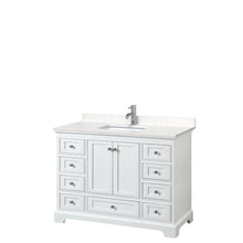 Load image into Gallery viewer, Wyndham Collection Vanity Wyndham Collection WCS202048SWHC2UNSMXX Deborah 48 Inch Single Bathroom Vanity in White, Light-Vein Carrara Cultured Marble Countertop, Undermount Square Sink, No Mirror