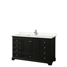 Load image into Gallery viewer, Wyndham Collection Vanity Wyndham Collection WCS202060SDEC2UNSMXX Deborah 60 Inch Single Bathroom Vanity in Dark Espresso, Light-Vein Carrara Cultured Marble Countertop, Undermount Square Sink, No Mirror