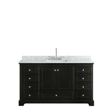 Load image into Gallery viewer, Wyndham Collection Vanity Wyndham Collection WCS202060SDECMUNSMXX Deborah 60 Inch Single Bathroom Vanity in Dark Espresso, White Carrara Marble Countertop, Undermount Square Sink, and No Mirror