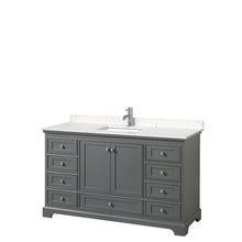 Load image into Gallery viewer, Wyndham Collection Vanity Wyndham Collection WCS202060SKGC2UNSMXX Deborah 60 Inch Single Bathroom Vanity in Dark Gray, Light-Vein Carrara Cultured Marble Countertop, Undermount Square Sink, No Mirror