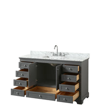 Load image into Gallery viewer, Wyndham Collection Vanity Wyndham Collection WCS202060SKGCMUNSMXX Deborah 60 Inch Single Bathroom Vanity in Dark Gray, White Carrara Marble Countertop, Undermount Square Sink, and No Mirror