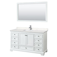 Load image into Gallery viewer, Wyndham Collection Vanity Wyndham Collection WCS202060SWHC2UNSM58 Deborah 60 Inch Single Bathroom Vanity in White, Light-Vein Carrara Cultured Marble Countertop, Undermount Square Sink, 58 Inch Mirror