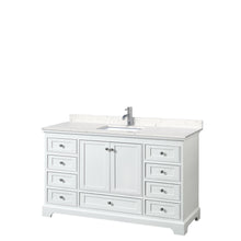 Load image into Gallery viewer, Wyndham Collection Vanity Wyndham Collection WCS202060SWHC2UNSMXX Deborah 60 Inch Single Bathroom Vanity in White, Light-Vein Carrara Cultured Marble Countertop, Undermount Square Sink, No Mirror