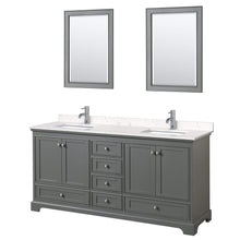 Load image into Gallery viewer, Wyndham Collection Vanity Wyndham Collection WCS202072DKGC2UNSM24 Deborah 72 Inch Double Bathroom Vanity in Dark Gray, Light-Vein Carrara Cultured Marble Countertop, Undermount Square Sinks, 24 Inch Mirrors