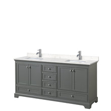 Load image into Gallery viewer, Wyndham Collection Vanity Wyndham Collection WCS202072DKGC2UNSMXX Deborah 72 Inch Double Bathroom Vanity in Dark Gray, Light-Vein Carrara Cultured Marble Countertop, Undermount Square Sinks, No Mirrors