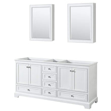 Load image into Gallery viewer, Wyndham Collection Vanity Wyndham Collection WCS202072DWHCXSXXMED Deborah 72 Inch Double Bathroom Vanity in White, No Countertop, No Sinks, and Medicine Cabinets
