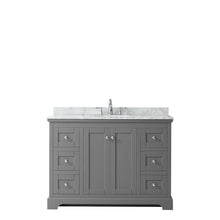 Load image into Gallery viewer, Wyndham Collection Vanity Wyndham Collection WCV232348SKGCMUNOMXX Avery 48 Inch Single Bathroom Vanity in Dark Gray, White Carrara Marble Countertop, Undermount Oval Sink, and No Mirror