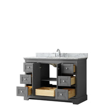 Load image into Gallery viewer, Wyndham Collection Vanity Wyndham Collection WCV232348SKGCMUNOMXX Avery 48 Inch Single Bathroom Vanity in Dark Gray, White Carrara Marble Countertop, Undermount Oval Sink, and No Mirror