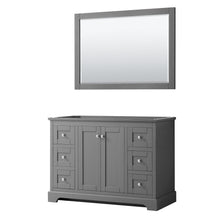 Load image into Gallery viewer, Wyndham Collection Vanity Wyndham Collection WCV232348SKGCXSXXM46 Avery 48 Inch Single Bathroom Vanity in Dark Gray, No Countertop, No Sink, and 46 Inch Mirror