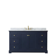 Load image into Gallery viewer, Wyndham Collection Vanity Wyndham Collection WCV232360SBLCMUNOMXX Avery 60 Inch Single Bathroom Vanity in Dark Blue, White Carrara Marble Countertop, Undermount Oval Sink, and No Mirror