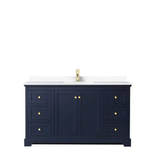 Load image into Gallery viewer, Wyndham Collection Vanity Wyndham Collection WCV232360SBLWCUNSMXX Avery 60 Inch Single Bathroom Vanity in Dark Blue, White Cultured Marble Countertop, Undermount Square Sink, No Mirror