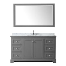 Load image into Gallery viewer, Wyndham Collection Vanity Wyndham Collection WCV232360SKGCMUNOM58 Avery 60 Inch Single Bathroom Vanity in Dark Gray, White Carrara Marble Countertop, Undermount Oval Sink, and 58 Inch Mirror
