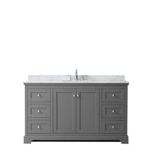 Load image into Gallery viewer, Wyndham Collection Vanity Wyndham Collection WCV232360SKGCMUNOMXX Avery 60 Inch Single Bathroom Vanity in Dark Gray, White Carrara Marble Countertop, Undermount Oval Sink, and No Mirror