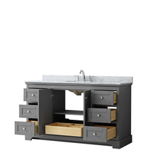 Load image into Gallery viewer, Wyndham Collection Vanity Wyndham Collection WCV232360SKGCMUNOMXX Avery 60 Inch Single Bathroom Vanity in Dark Gray, White Carrara Marble Countertop, Undermount Oval Sink, and No Mirror