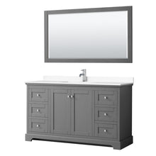 Load image into Gallery viewer, Wyndham Collection Vanity Wyndham Collection WCV232360SKGWCUNSM58 Avery 60 Inch Single Bathroom Vanity in Dark Gray, White Cultured Marble Countertop, Undermount Square Sink, 58 Inch Mirror
