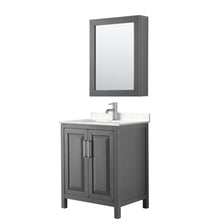 Load image into Gallery viewer, Wyndham Collection Vanity Wyndham Collection WCV252530SKGC2UNSMED Daria 30 Inch Single Bathroom Vanity in Dark Gray, Light-Vein Carrara Cultured Marble Countertop, Undermount Square Sink, Medicine Cabinet