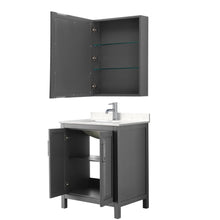 Load image into Gallery viewer, Wyndham Collection Vanity Wyndham Collection WCV252530SKGC2UNSMED Daria 30 Inch Single Bathroom Vanity in Dark Gray, Light-Vein Carrara Cultured Marble Countertop, Undermount Square Sink, Medicine Cabinet