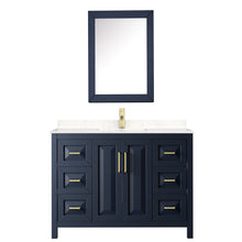 Load image into Gallery viewer, Wyndham Collection Vanity Wyndham Collection WCV252548SBLC2UNSMED Daria 48 Inch Single Bathroom Vanity in Dark Blue, Light-Vein Carrara Cultured Marble Countertop, Undermount Square Sink, Medicine Cabinet