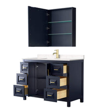 Load image into Gallery viewer, Wyndham Collection Vanity Wyndham Collection WCV252548SBLC2UNSMED Daria 48 Inch Single Bathroom Vanity in Dark Blue, Light-Vein Carrara Cultured Marble Countertop, Undermount Square Sink, Medicine Cabinet