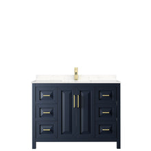 Load image into Gallery viewer, Wyndham Collection Vanity Wyndham Collection WCV252548SBLC2UNSMXX Daria 48 Inch Single Bathroom Vanity in Dark Blue, Light-Vein Carrara Cultured Marble Countertop, Undermount Square Sink, No Mirror