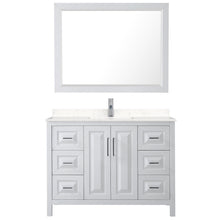 Load image into Gallery viewer, Wyndham Collection Vanity Wyndham Collection WCV252548SWHC2UNSM46 Daria 48 Inch Single Bathroom Vanity in White, Light-Vein Carrara Cultured Marble Countertop, Undermount Square Sink, 46 Inch Mirror