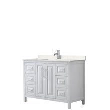 Load image into Gallery viewer, Wyndham Collection Vanity Wyndham Collection WCV252548SWHC2UNSMXX Daria 48 Inch Single Bathroom Vanity in White, Light-Vein Carrara Cultured Marble Countertop, Undermount Square Sink, No Mirror