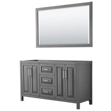 Load image into Gallery viewer, Wyndham Collection Vanity Wyndham Collection WCV252560DKGCXSXXM58 Daria 60 Inch Double Bathroom Vanity in Dark Gray, No Countertop, No Sink, and 58 Inch Mirror