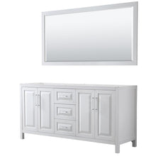 Load image into Gallery viewer, Wyndham Collection Vanity Wyndham Collection WCV252572DWHCXSXXM70 Daria 72 Inch Double Bathroom Vanity in White, No Countertop, No Sink, and 70 Inch Mirror