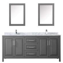 Load image into Gallery viewer, Wyndham Collection Vanity Wyndham Collection WCV252580DKGCMUNSMED Daria 80 Inch Double Bathroom Vanity in Dark Gray, White Carrara Marble Countertop, Undermount Square Sinks, and Medicine Cabinets