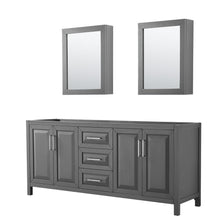 Load image into Gallery viewer, Wyndham Collection Vanity Wyndham Collection WCV252580DKGCXSXXMED Daria 80 Inch Double Bathroom Vanity in Dark Gray, No Countertop, No Sink, and Medicine Cabinets