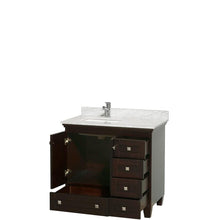 Load image into Gallery viewer, Wyndham Collection Vanity Wyndham Collection WCV800036SESCMUNSMXX Acclaim 36 Inch Single Bathroom Vanity in Espresso, White Carrara Marble Countertop, Undermount Square Sink, and No Mirror