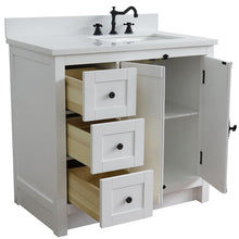 Load image into Gallery viewer, Bellaterra Home Vanity BellaTerra Home 37&quot; Single vanity in Glacier Ash finish with White quartz top and rectangle sink - Right doors/Right sink 400100-37R-GA-WER