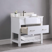 Load image into Gallery viewer, Altair Vanity Altair Georgia 36&quot; Single Bathroom Vanity Set in Jewelry Blue or White and Composite Carrara White Stone Top with White Farmhouse Basin