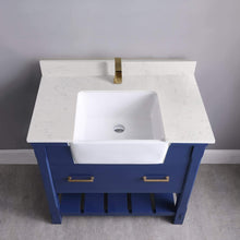 Load image into Gallery viewer, Altair Vanity Altair Georgia 36&quot; Single Bathroom Vanity Set in Jewelry Blue or White and Composite Carrara White Stone Top with White Farmhouse Basin