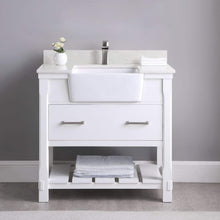 Load image into Gallery viewer, Altair Vanity Altair Georgia 36&quot; Single Bathroom Vanity Set in Jewelry Blue or White and Composite Carrara White Stone Top with White Farmhouse Basin