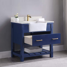 Load image into Gallery viewer, Altair Vanity Altair Georgia 36&quot; Single Bathroom Vanity Set in Jewelry Blue or White and Composite Carrara White Stone Top with White Farmhouse Basin