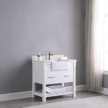 Load image into Gallery viewer, Altair Vanity Altair Georgia 36&quot; Single Bathroom Vanity Set in Jewelry Blue or White and Composite Carrara White Stone Top with White Farmhouse Basin