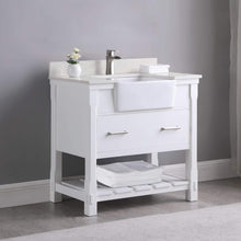 Load image into Gallery viewer, Altair Vanity Altair Georgia 36&quot; Single Bathroom Vanity Set in Jewelry Blue or White and Composite Carrara White Stone Top with White Farmhouse Basin