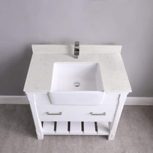 Load image into Gallery viewer, Altair Vanity Altair Georgia 36&quot; Single Bathroom Vanity Set in Jewelry Blue or White and Composite Carrara White Stone Top with White Farmhouse Basin