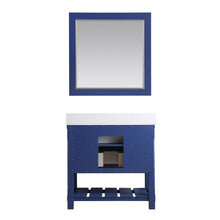 Load image into Gallery viewer, Altair Vanity Altair Georgia 36&quot; Single Bathroom Vanity Set in Jewelry Blue or White and Composite Carrara White Stone Top with White Farmhouse Basin with Mirror