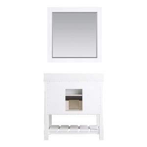 Altair Vanity Altair Georgia 36" Single Bathroom Vanity Set in Jewelry Blue or White and Composite Carrara White Stone Top with White Farmhouse Basin with Mirror