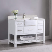 Load image into Gallery viewer, Altair Vanity Altair Georgia 48&quot; Single Bathroom Vanity Set in Jewelry Blue or White and Composite Carrara White Stone Top with White Farmhouse Basin