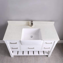 Load image into Gallery viewer, Altair Vanity Altair Georgia 48&quot; Single Bathroom Vanity Set in Jewelry Blue or White and Composite Carrara White Stone Top with White Farmhouse Basin