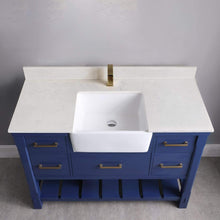 Load image into Gallery viewer, Altair Vanity Altair Georgia 48&quot; Single Bathroom Vanity Set in Jewelry Blue or White and Composite Carrara White Stone Top with White Farmhouse Basin