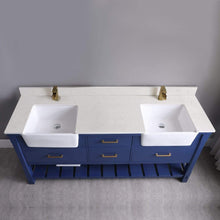 Load image into Gallery viewer, Altair Vanity Altair Georgia 72&quot; Double Bathroom Vanity Set in Jewelry Blue or White and Composite Carrara White Stone Top with White Farmhouse Basin