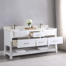 Load image into Gallery viewer, Altair Vanity Altair Georgia 72&quot; Double Bathroom Vanity Set in Jewelry Blue or White and Composite Carrara White Stone Top with White Farmhouse Basin