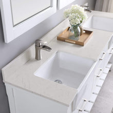 Load image into Gallery viewer, Altair Vanity Altair Georgia 72&quot; Double Bathroom Vanity Set in Jewelry Blue or White and Composite Carrara White Stone Top with White Farmhouse Basin With Mirror