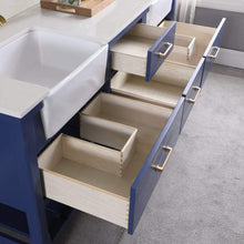 Load image into Gallery viewer, Altair Vanity Altair Georgia 72&quot; Double Bathroom Vanity Set in Jewelry Blue or White and Composite Carrara White Stone Top with White Farmhouse Basin With Mirror