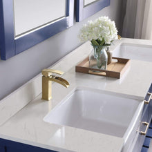 Load image into Gallery viewer, Altair Vanity Altair Georgia 72&quot; Double Bathroom Vanity Set in Jewelry Blue or White and Composite Carrara White Stone Top with White Farmhouse Basin With Mirror